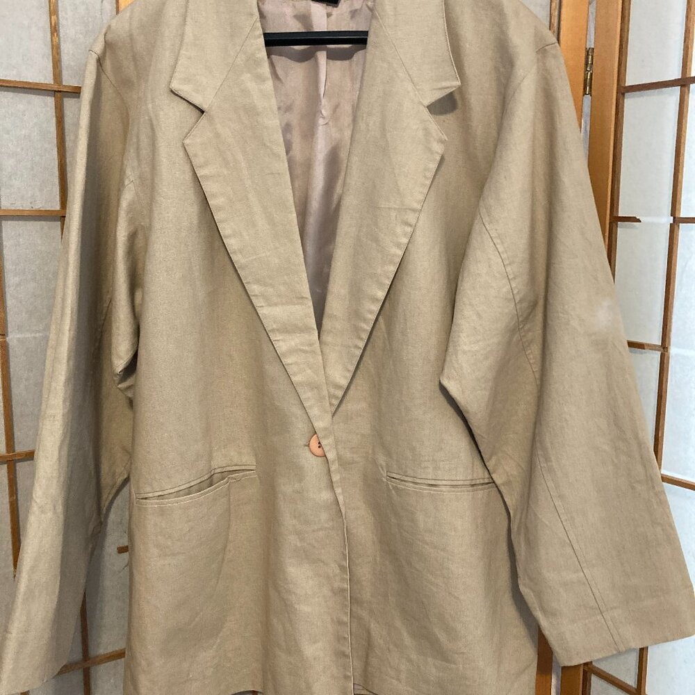 Adolfo International jacket. Medium, runs large. Tan. May be worn by women or me